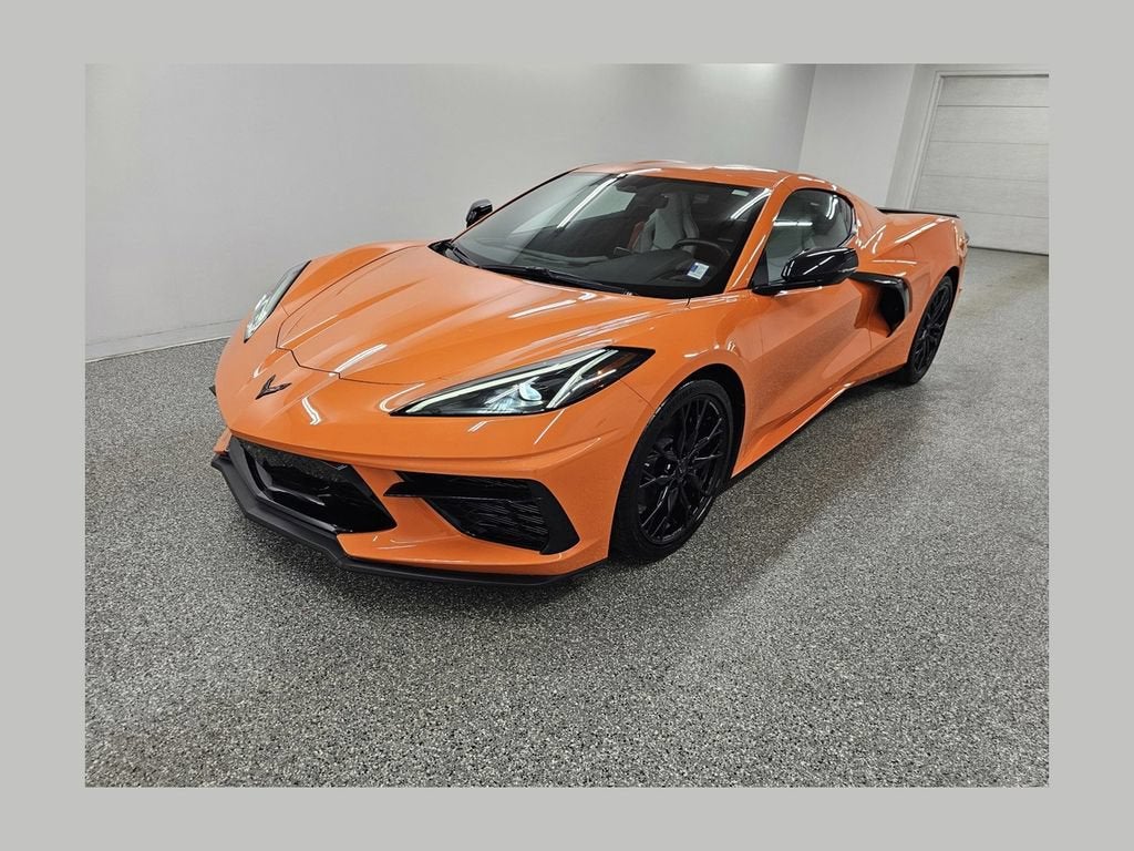 2023 Chevrolet Corvette Stingray 1LT in Amplify Orange Tintcoat — front three-quarter view