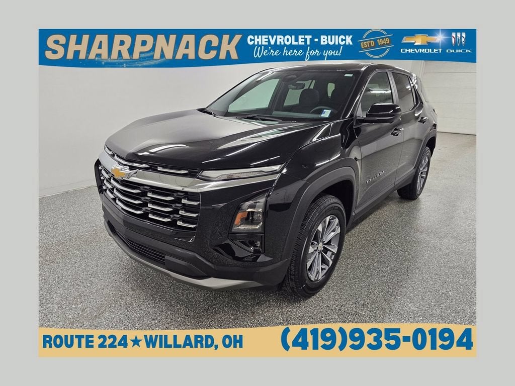 2025 Chevrolet Equinox LT in Mosaic Black Metallic — front three-quarter view