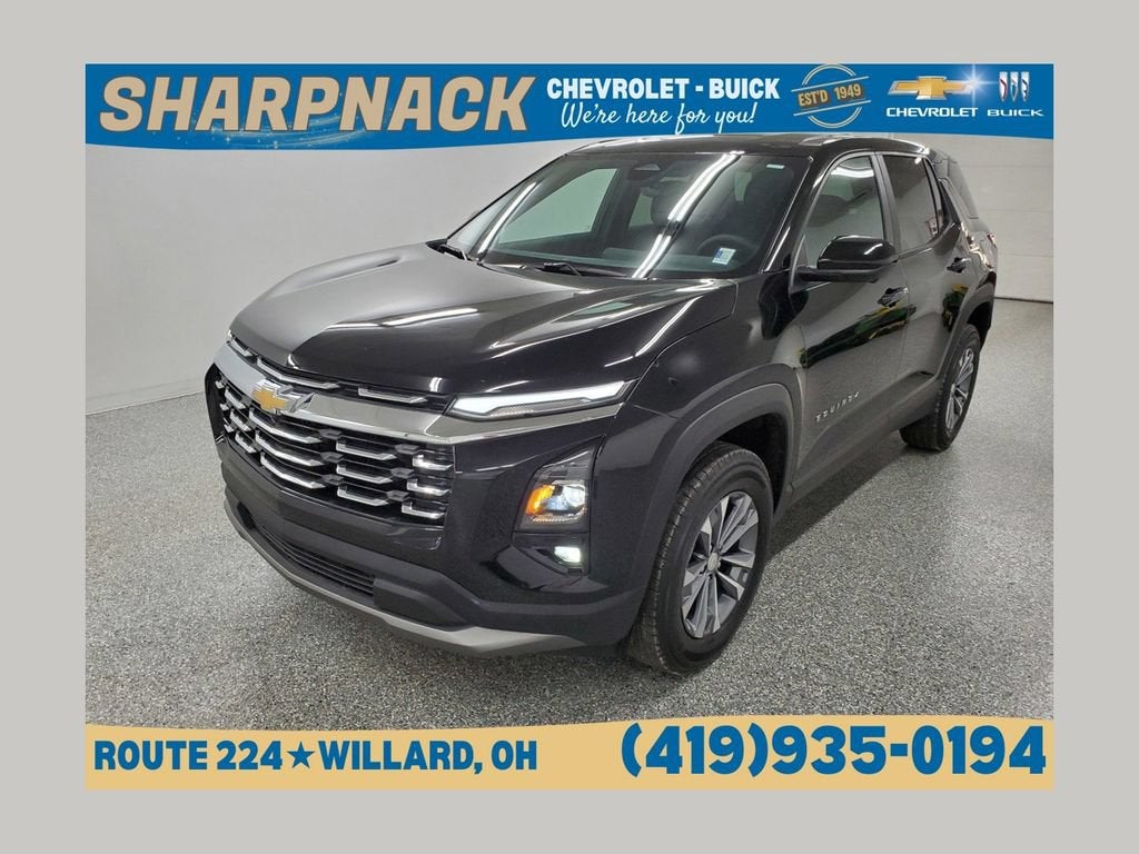 2025 Chevrolet Equinox LT in Mosaic Black Metallic — front three-quarter view