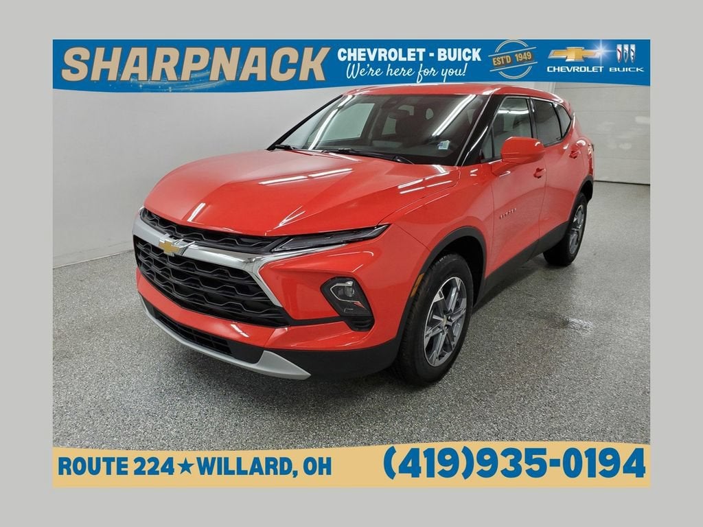 2025 Chevrolet Blazer 2LT in Habanero Orange — front three-quarter view