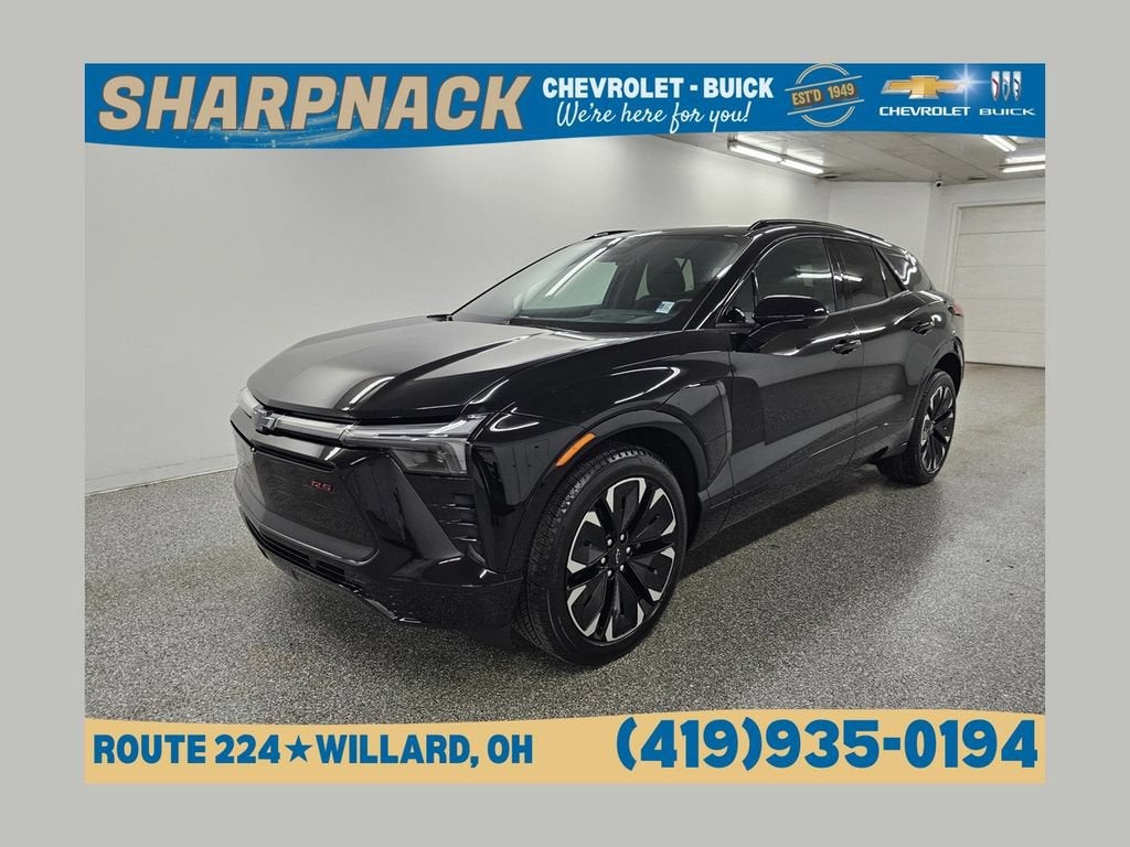 2025 Chevrolet Blazer EV RS in Black — front three-quarter view