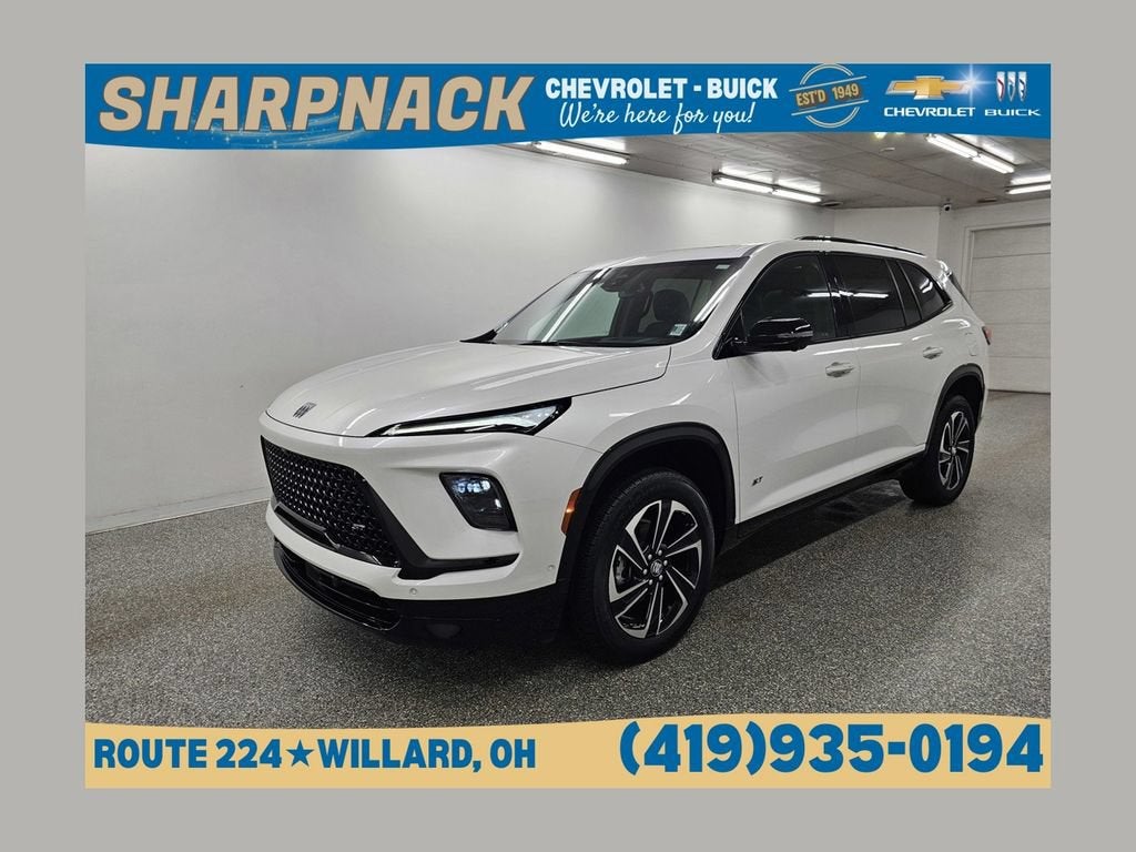 2025 Buick Enclave Sport Touring in White Frost Tricoat — front three-quarter view