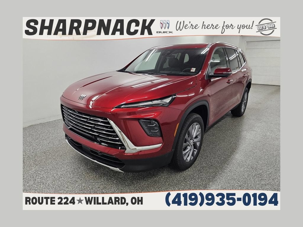 2026 Buick Enclave Preferred in Cherry Red Tintcoat — front three-quarter view