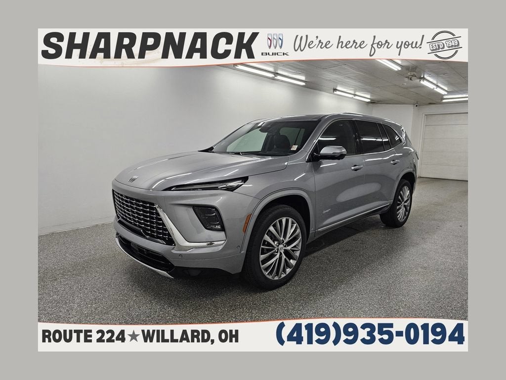 2026 Buick Enclave Avenir in Moonstone Gray Metallic — front three-quarter view