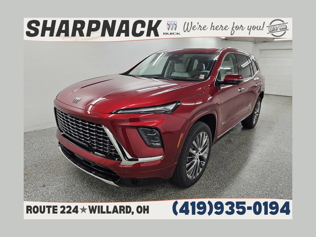 2026 Buick Enclave Avenir in Cherry Red Tintcoat — front three-quarter view