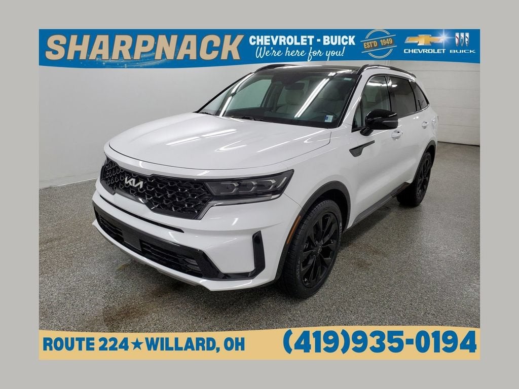 2023 Kia Sorento SX in White — front three-quarter view
