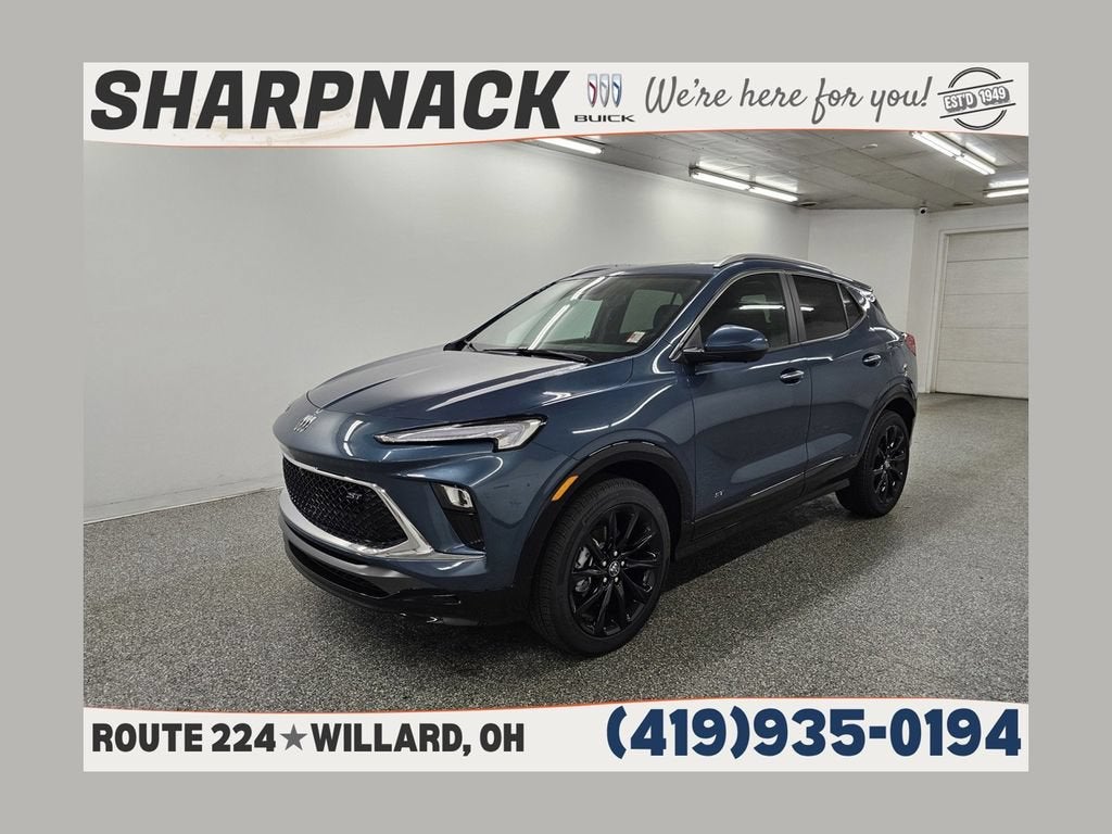 2026 Buick Encore GX Sport Touring in Ocean Blue Metallic — front three-quarter view