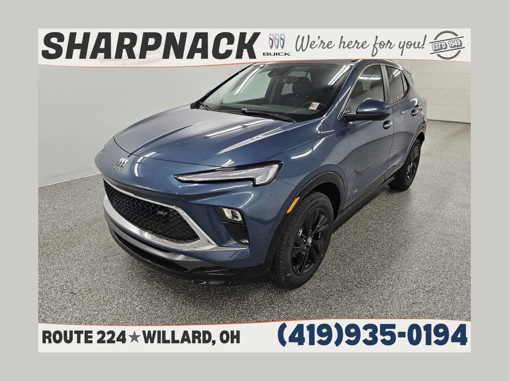 2026 Buick Encore GX Sport Touring in Ocean Blue Metallic — front three-quarter view