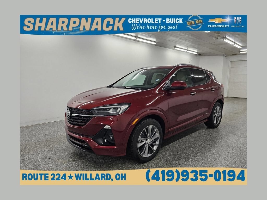 2023 Buick Encore GX Essence in Cinnabar Metallic — front three-quarter view