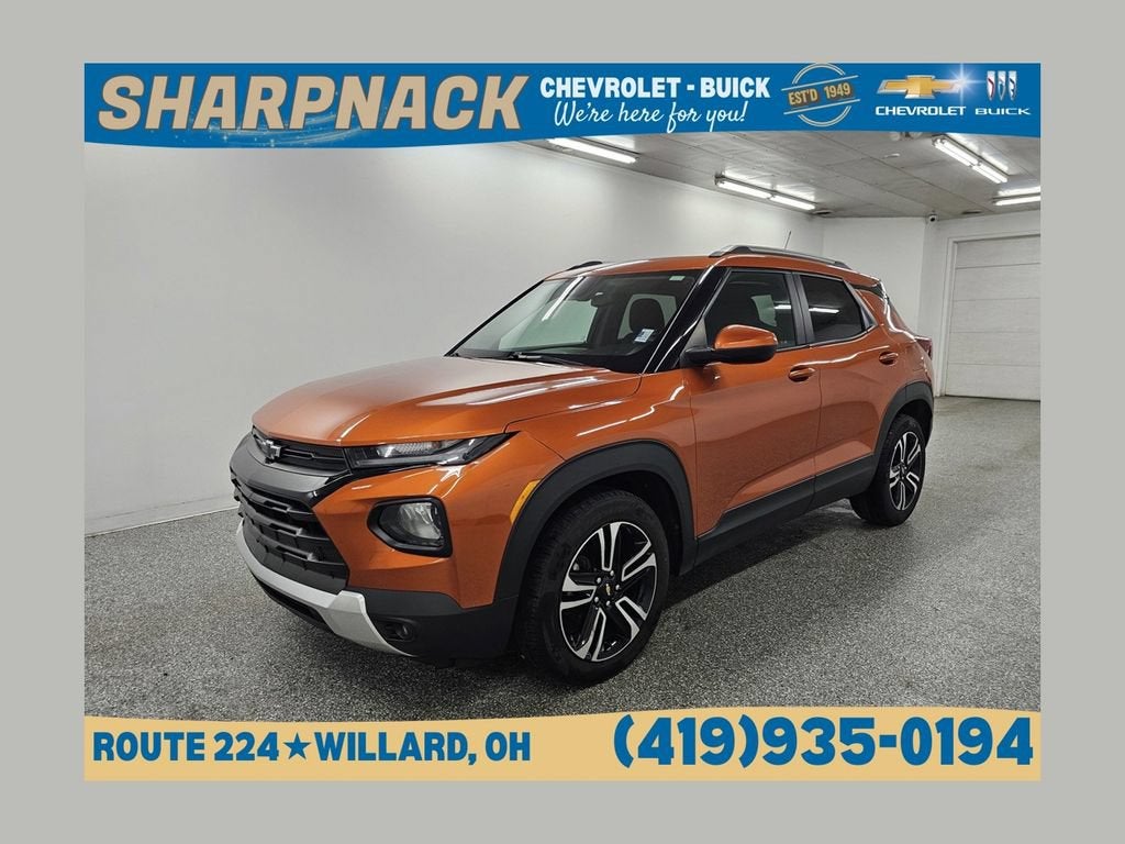 2022 Chevrolet Trailblazer LT in Vivid Orange Metallic — front three-quarter view