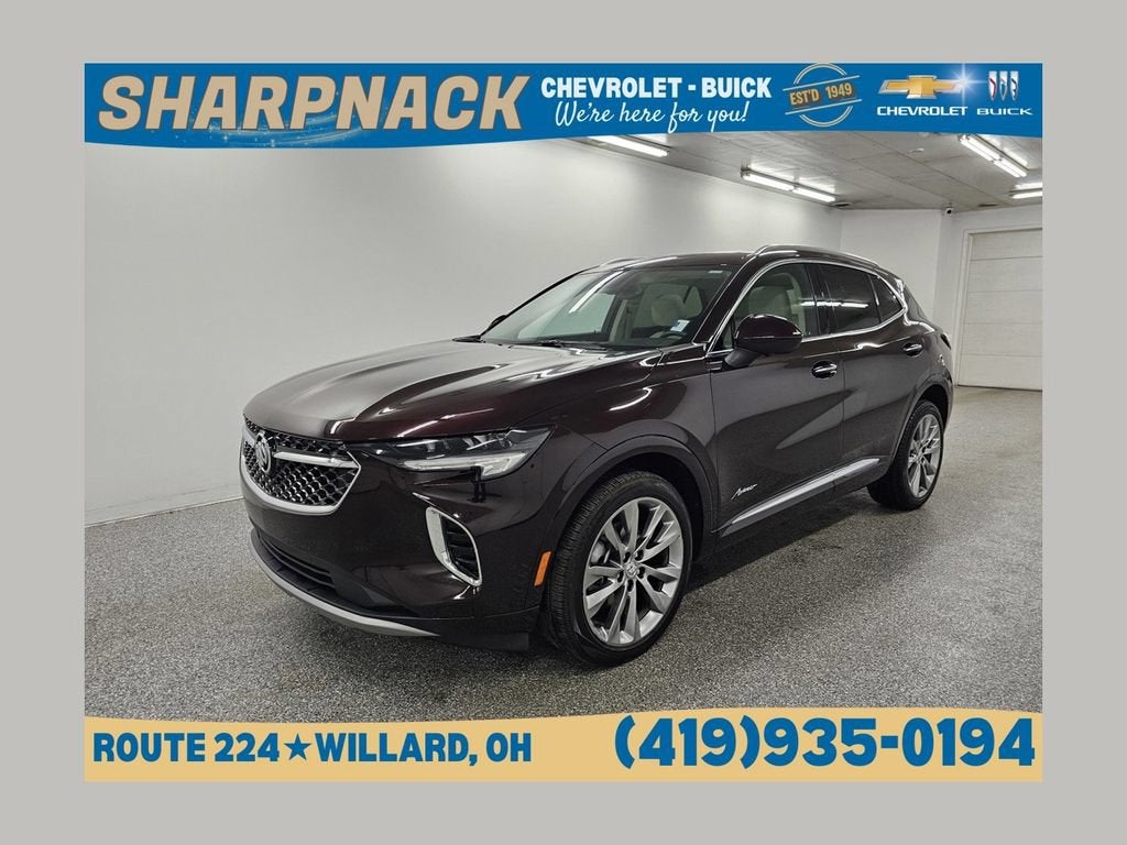 2022 Buick Envision Avenir in Rich Garnet Metallic — front three-quarter view