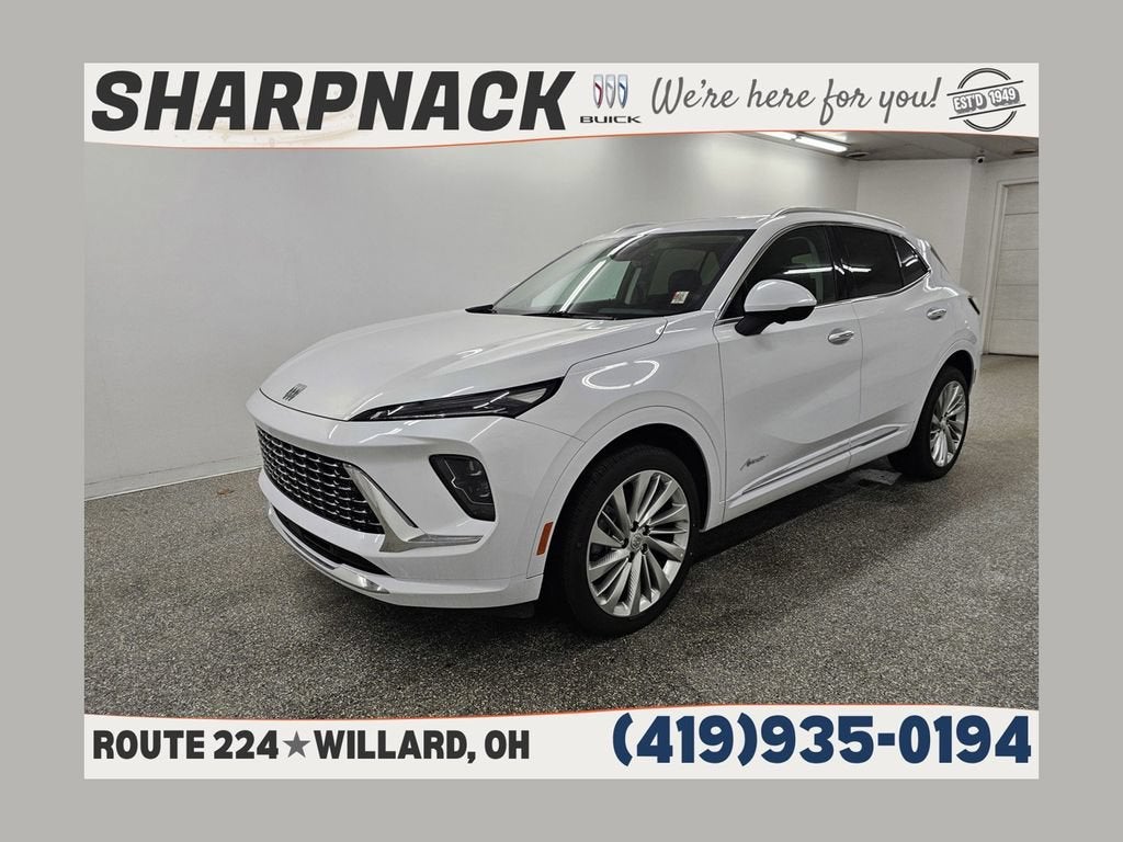 2026 Buick Envision Avenir in Iridescent White Tricoat — front three-quarter view