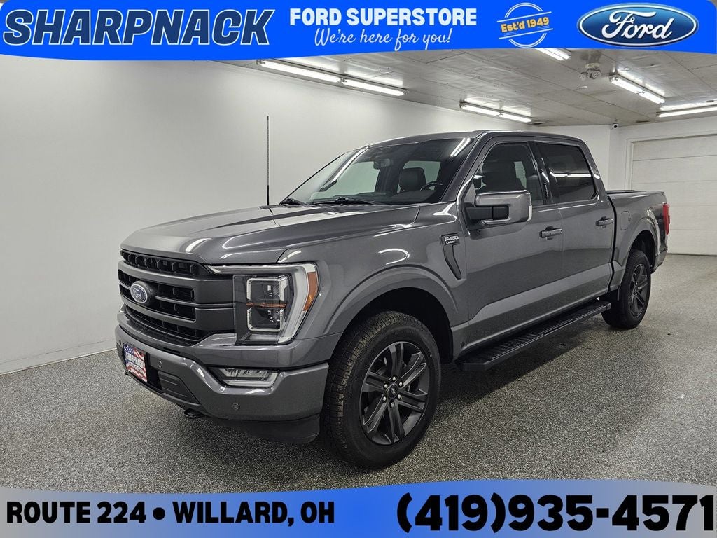 2023 Ford F-150 Lariat in Gray — front three-quarter view