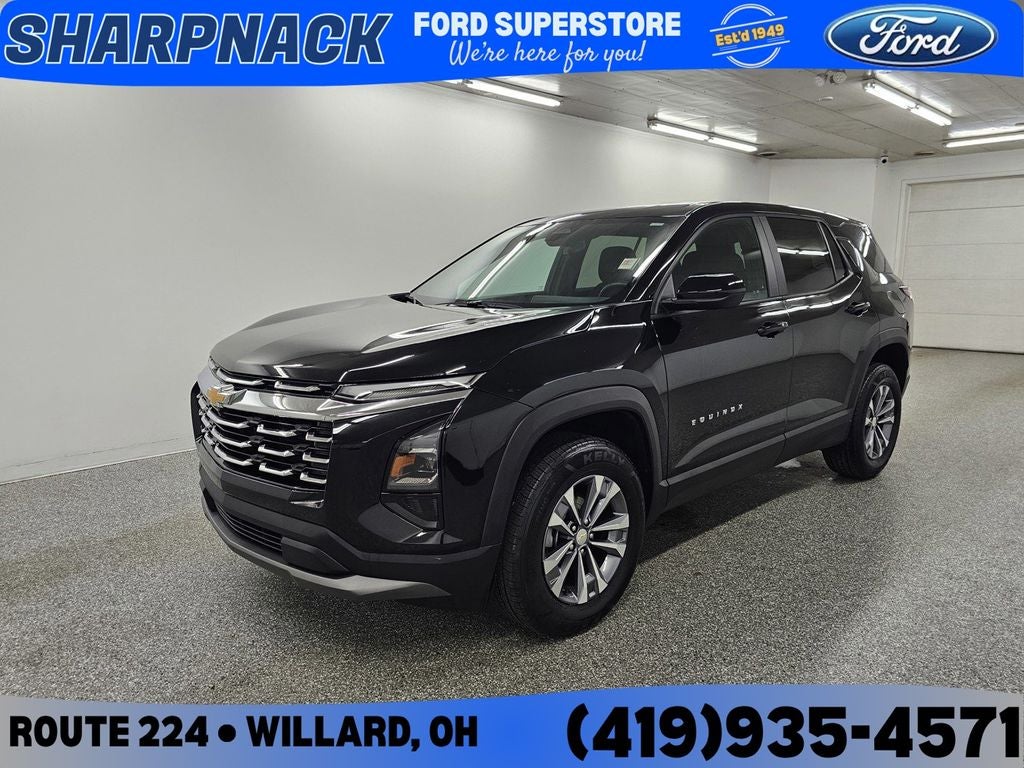 2025 Chevrolet Equinox LT in Mosaic Black Metallic — front three-quarter view